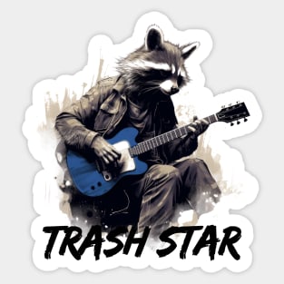 Raccoon Trash Star Playing The Electric Guitar Sticker